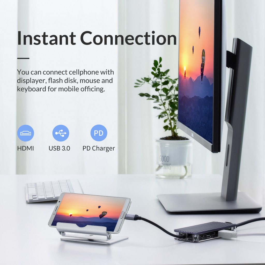 ORICO Bộ Chia Cổng USB Type C 11 Trong 1 Sang USB 3.0 HDMI PD Carder