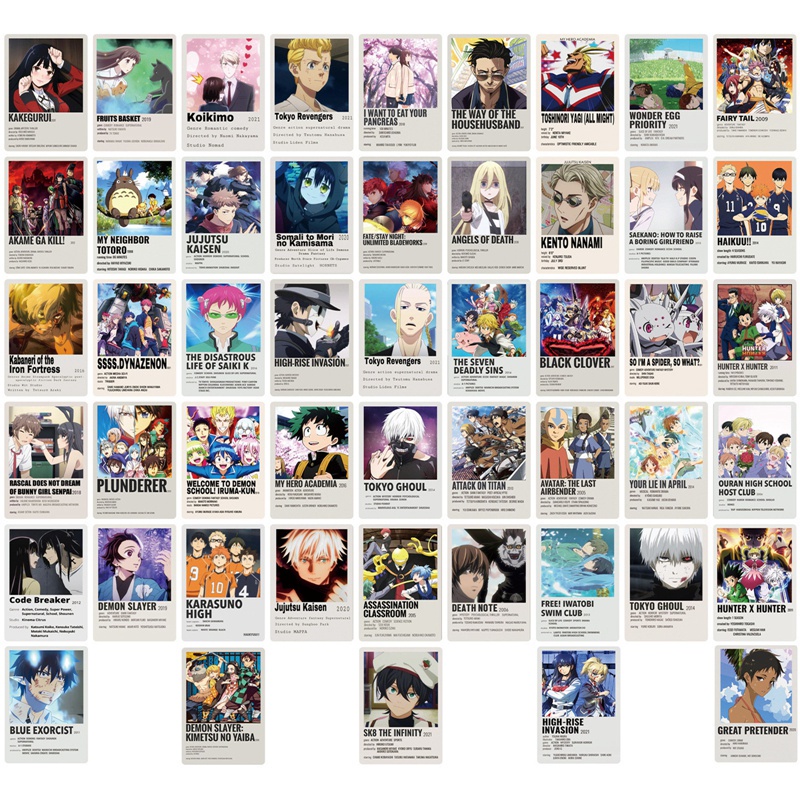 flowersqueen Set 50 miếng dán trang trí máy tính bảng/ điện thoại chống thấm nước hình nhân vật phim hoạt hình One Piece