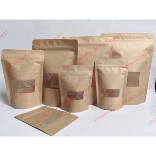 50 cái túi zip giấy kraft đựng thực phẩm khô