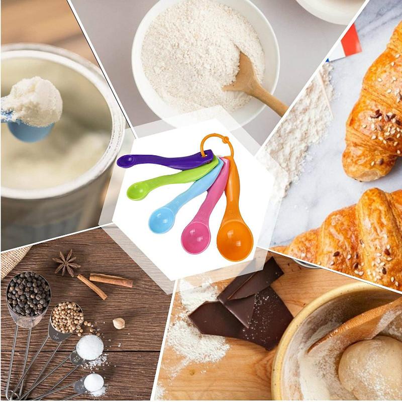 Set 5 Muỗng Đong Đo ANAEAT Bằng Nhựa Nhiều Màu Làm Bánh Đa Dụng Cho Nhà Bếp
