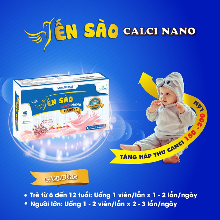 Viên Uống Yến Sào Calci Nano Canest Hộp 60 Viên