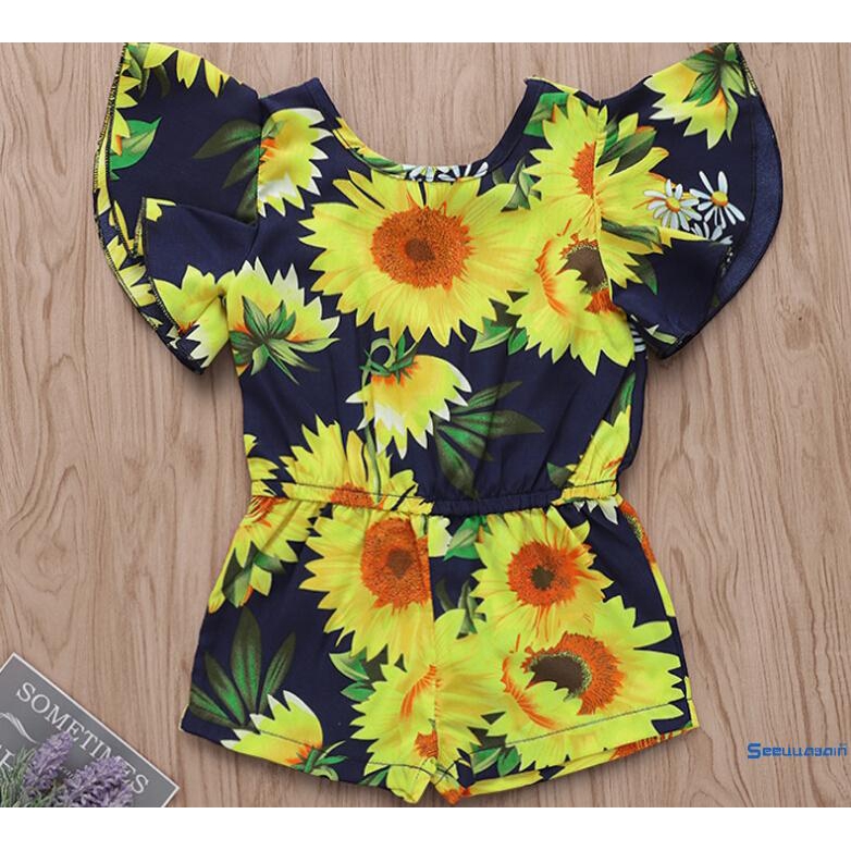 ◕ω◕Sun Flower Toddler Kid Baby Girls Overall Romper Jumpsuit Sunsuit Outfits Summer