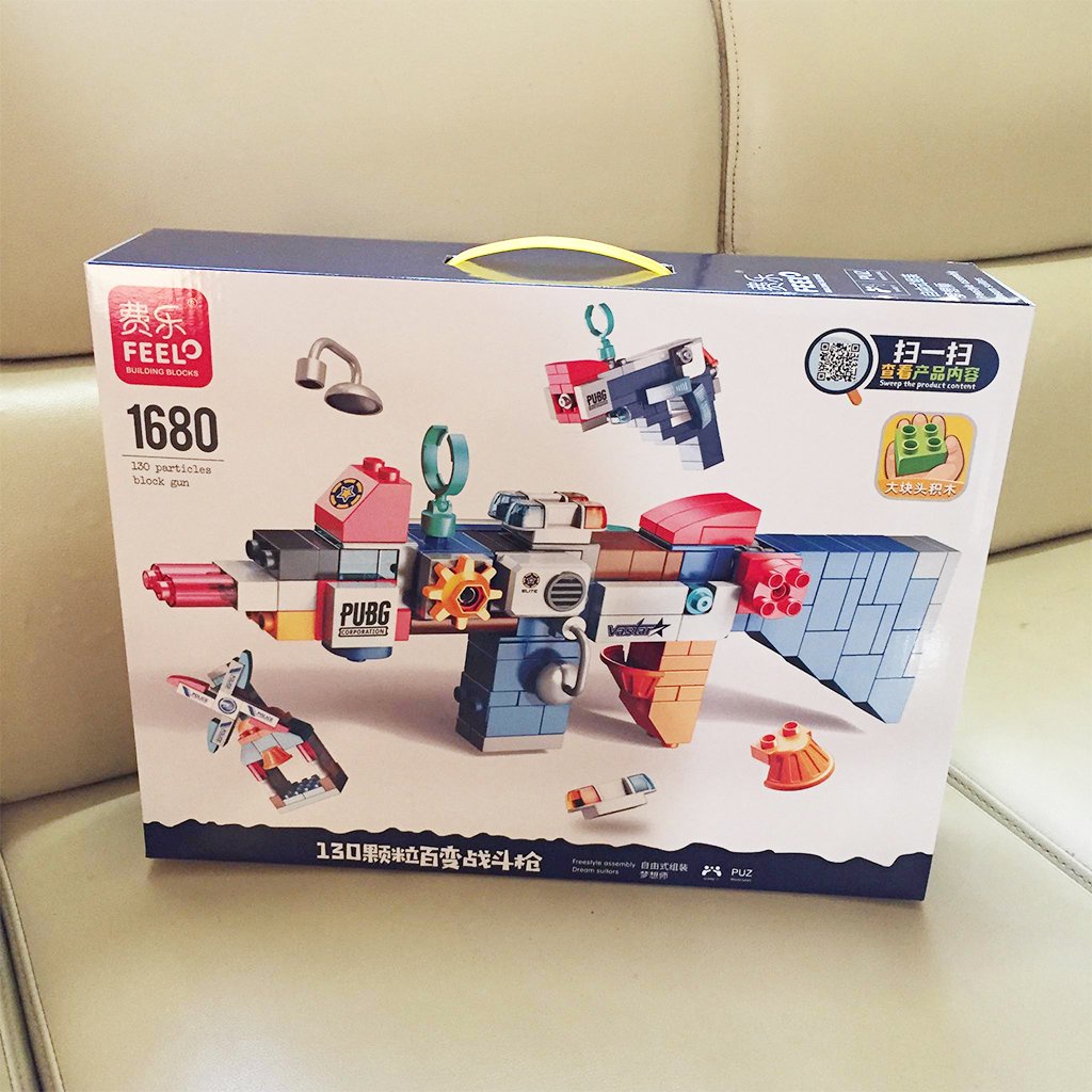 Đồ chơi mô hình súng đồ chơi lắp ráp duplo (xếp robot, xe cẩu, máy xúc,máy bay....) chính hãng Feel, 130 chi tiết
