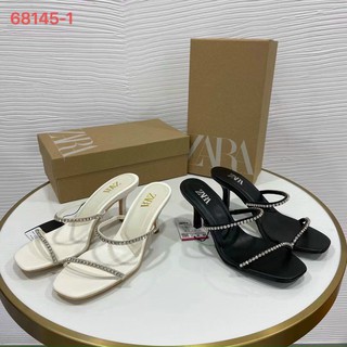 Guốc nữ hai quai mảnh đính đá gót 7p Full box Hãng cao cấp