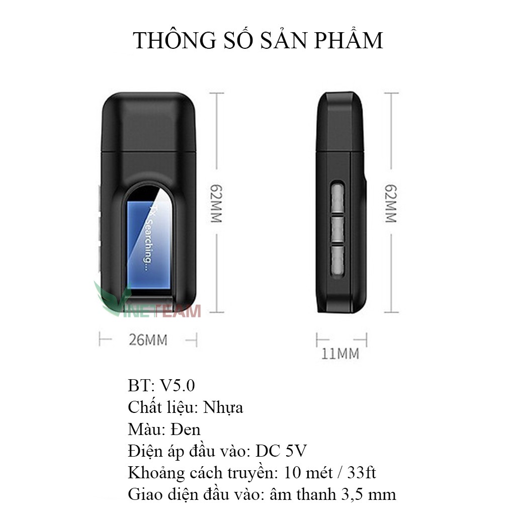 Thiết Bị Thu Phát Nhạc Không Dây Bluetooth Audio 5.0 BT-2IN1 Nhỏ Gọn, Tiện Lợi -dc4286