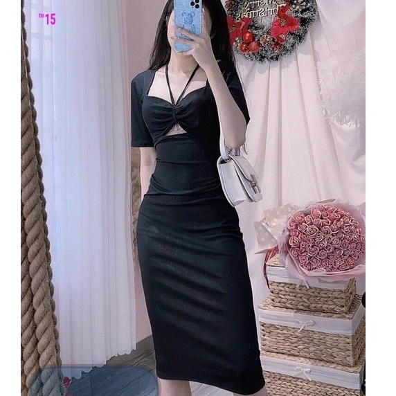 Đầm ôm body cổ yếm dáng dài cực tôn dáng cho nàng đi chơi dự tiệc