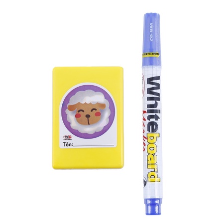 Bảng học sinh hai mặt trắng và đen 4 lô ly WinQ B06 viết êm tay, dễ lau chùi  kích thước A4 tặng kèm bút lông và bônglau