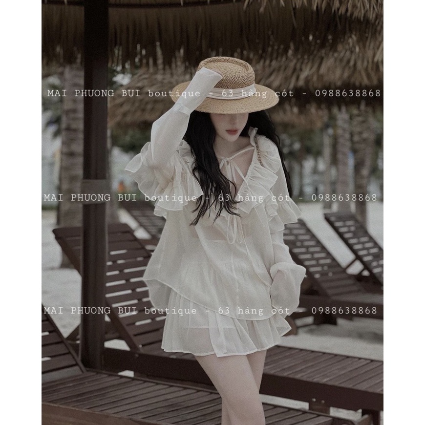 Set áo voan cổ bèo+chân váy💖 KÈM ẢNH THẬT