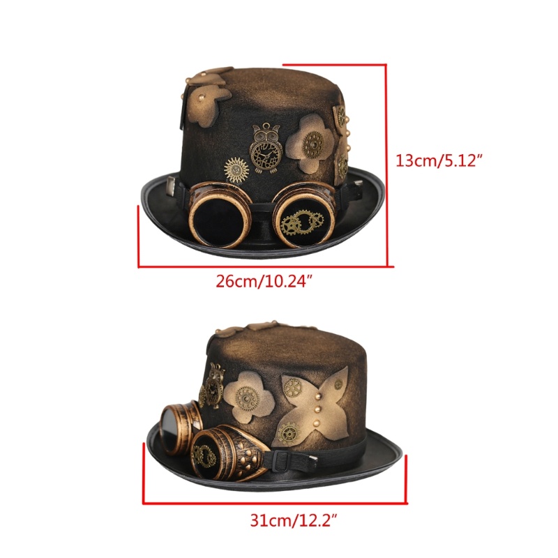 Mũ Vành Hóa Trang Halloween Phong Cách Steampunk Bowler Cho Nam