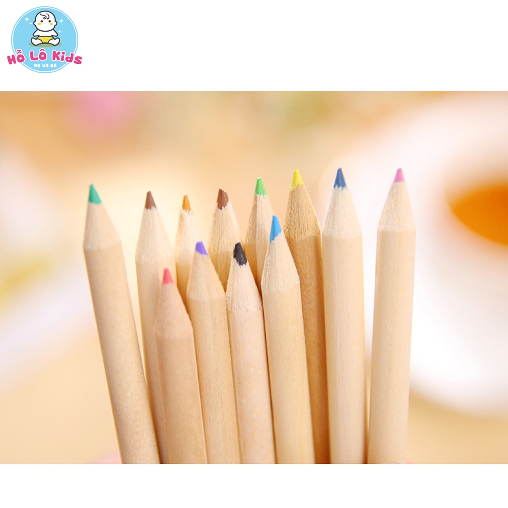 Hộp bút chì 12 màu kèm gọt bút thân thiện môi trường đồ dùng học tập dễ thương Hồ Lô Kids