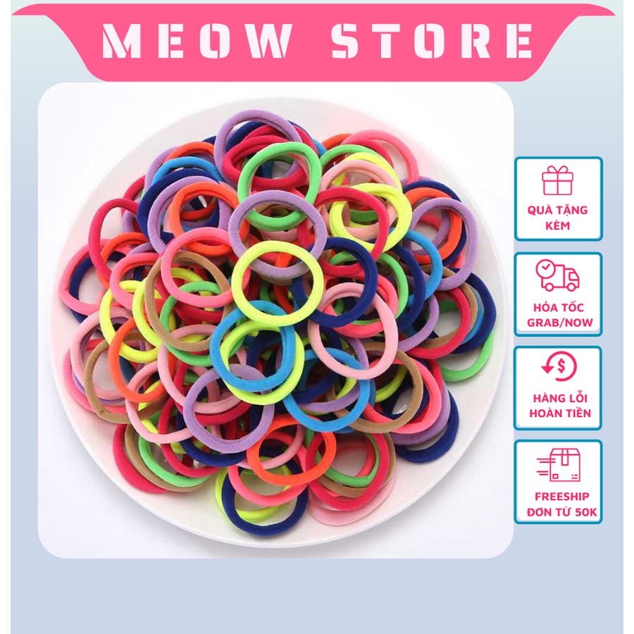 Set 3 dây buộc tóc nữ đàn hồi co giãn nhiều màu sắc giá rẻ MEOW STORE DBT02