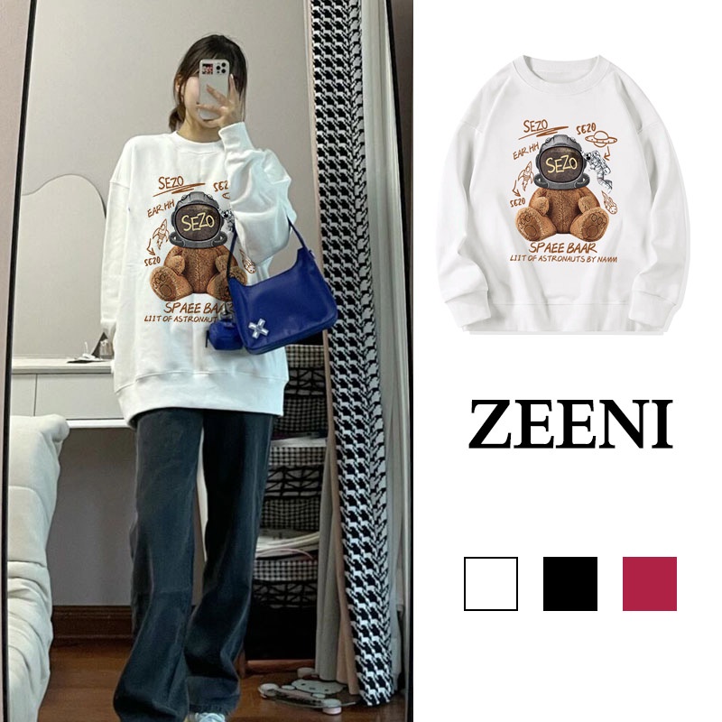 Áo sweater SELVZE chất liệu cotton cổ tròn phong cách Mỹ thời trang cao cấp cho nữ