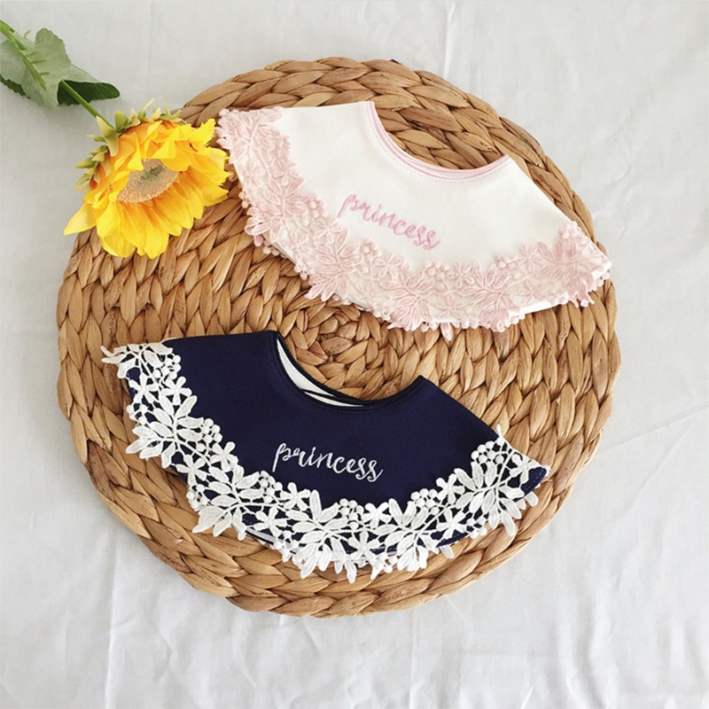 Yếm Ăn Vải Cotton Phối Ren Dễ Thương Dành Cho Bé Sơ Sinh