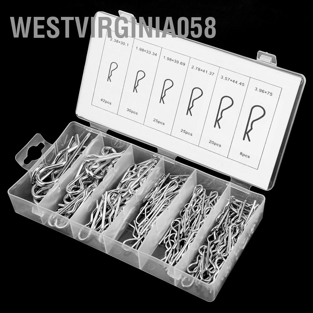 Có thể bán buôn 150 cái R Cotter Pin Máy kéo Ghim Kẹp Phân loại Chốt Bộ 6 Kích cỡ khác nhau với Hộp nhựa Westvirginia058 Hàng giao ngay