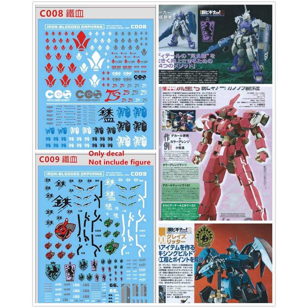 Decal dán mô hình MG HG IBO series Gundam Barbatos 8818 các loại - Water sticker