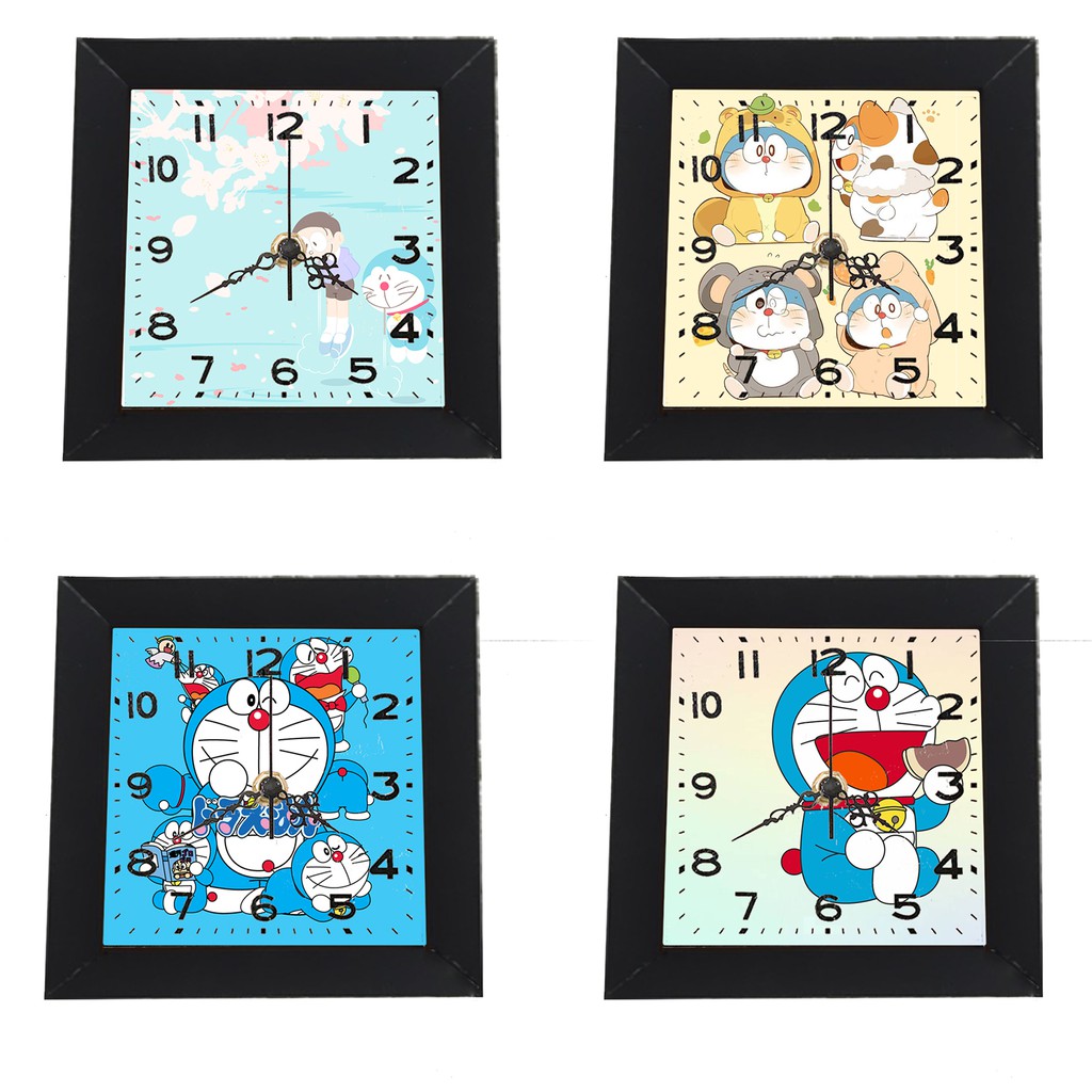 Đồng hồ treo tường doremon dạng khung ảnh 13x13 cm DHTI24 đồng hồ cute dễ thương