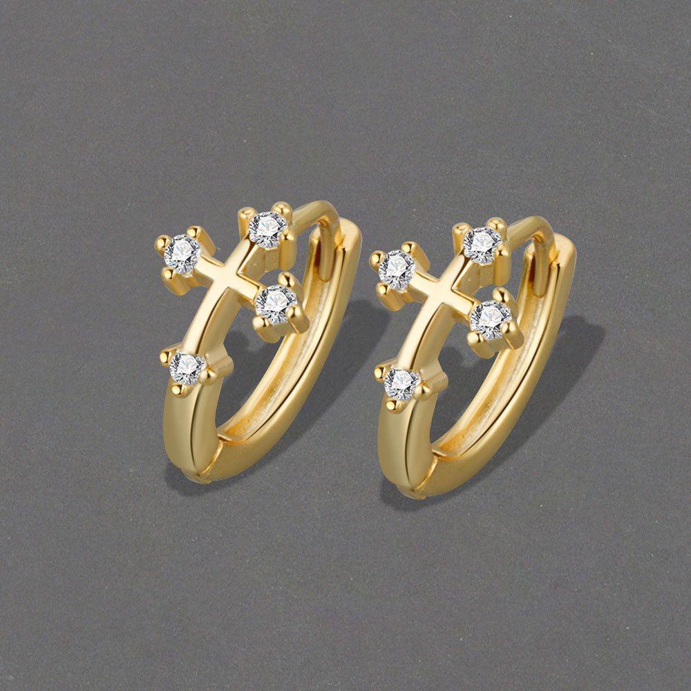 Bông Tai Thiết Kế Hình Thánh Giá Phong Cách Retro Thanh Lịch Thời Trang Cho Nữ