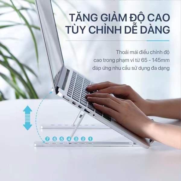 Giá đỡ Laptop , Giá kê MacBook , Ultrabook chất liệu bằng nhôm điều chỉnh độ cao , chống mỏi cổ, dễ gấp gọn