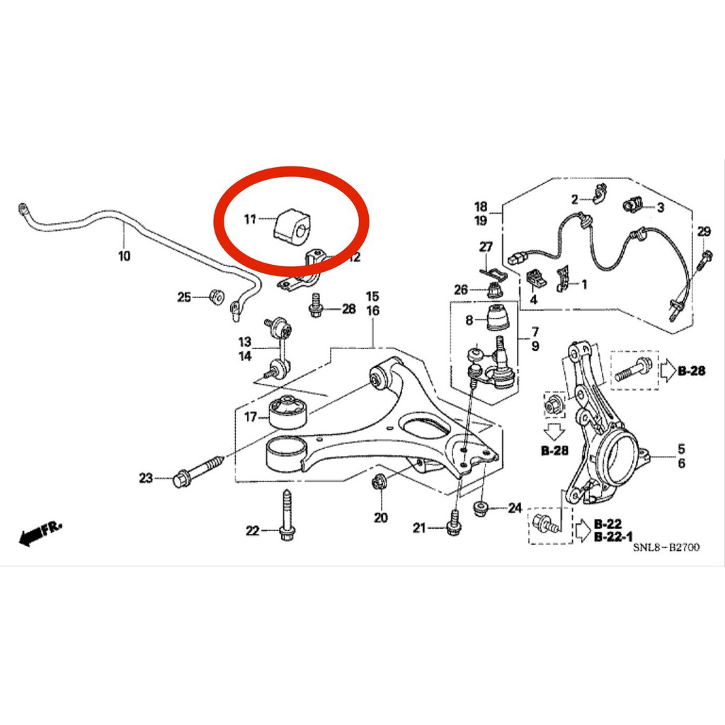 [CHÍNH HÃNG] Cao su cân bằng trước Honda Civic 2006-2011, cao su vòng cung trước Honda Civic 51306-SNA-A02 (ĐVT: cái)