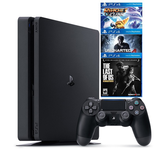 MÁY CHƠI GAME PS4 SLIM 1TB MODEL2218B KÈM 3 GAME UNCHARTED 4 ,THE LAST OF US ,RATCHET & CLANK - CHÍNH HÃNG SONY VIỆT NAM