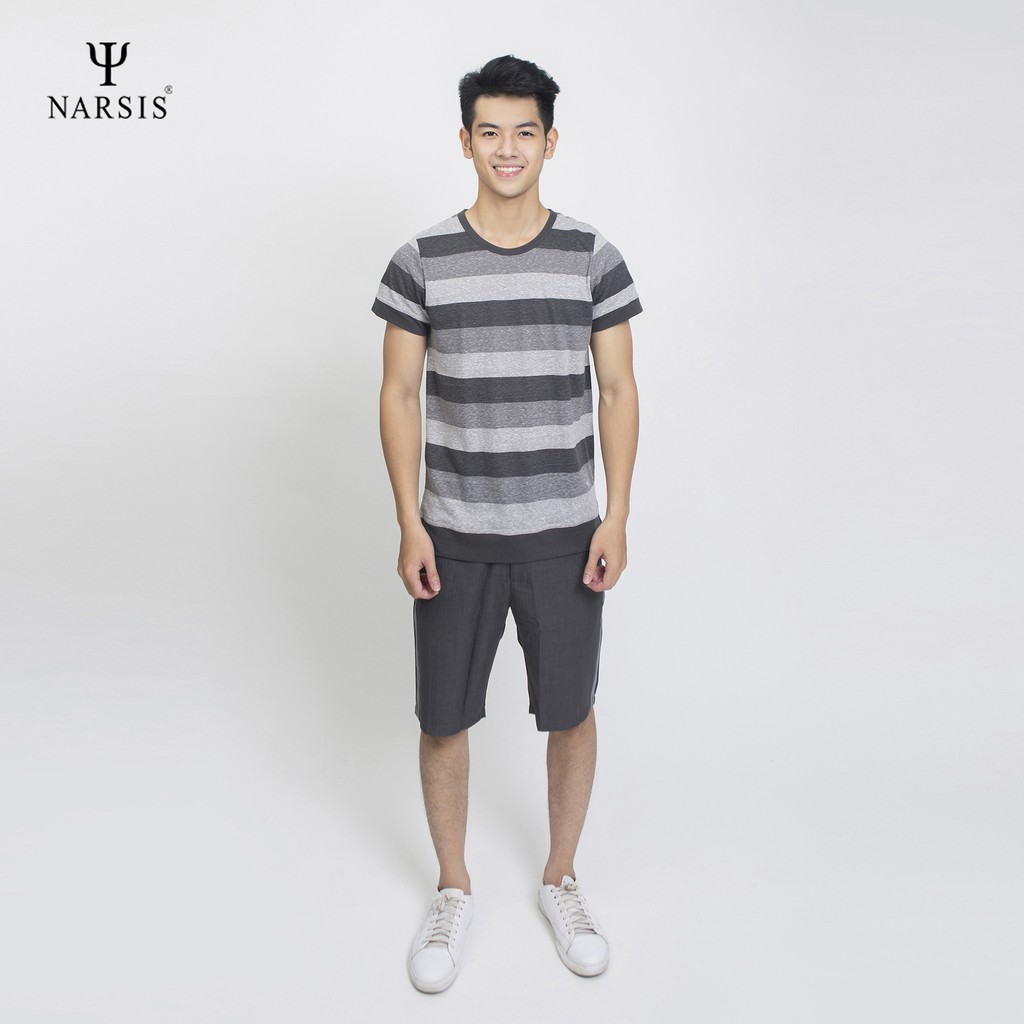 Áo nam màu ghi kẻ Narsis D5019