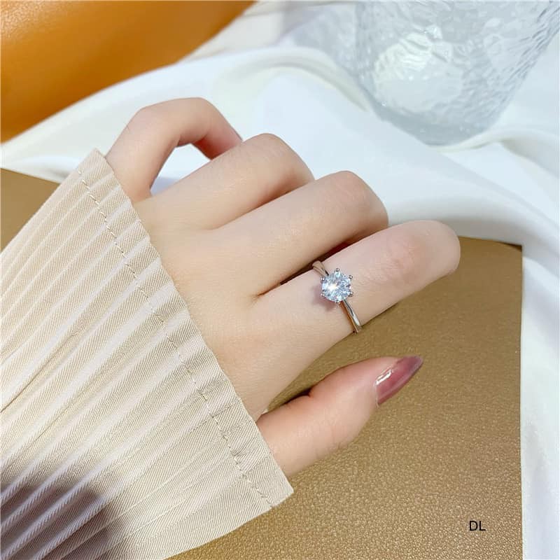 [giá xưởng]Nhẫn nữ bạc ta xinh xắn style hàn quốc sang chảnh đá chủ kim cương nhân tạo 6ly,VÀNG BẠC AN CHI