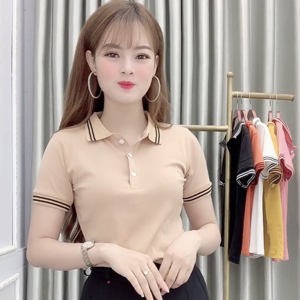 [Mã 11FASHIONSALE1 giảm 10K đơn 50K] Áo Thun Polo Nữ Trơn Basic Tay Ngắn Cổ Bẻ Cotton Trẻ trung - Hanlly Fashion A21 | BigBuy360 - bigbuy360.vn