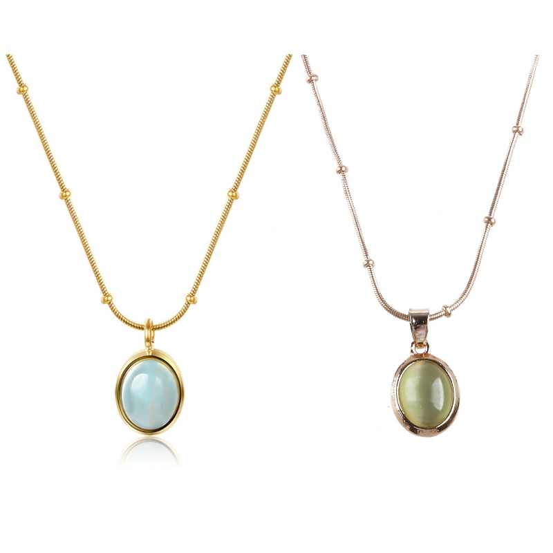 Vòng cổ Mặt Hình Oval Bằng Đồng Sang Trọng Cho Nữ