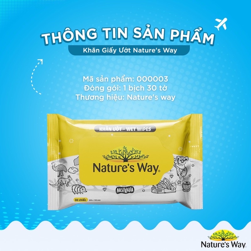 Khăn ướt Nature's Way Không mùi, An toàn cho da của Bé