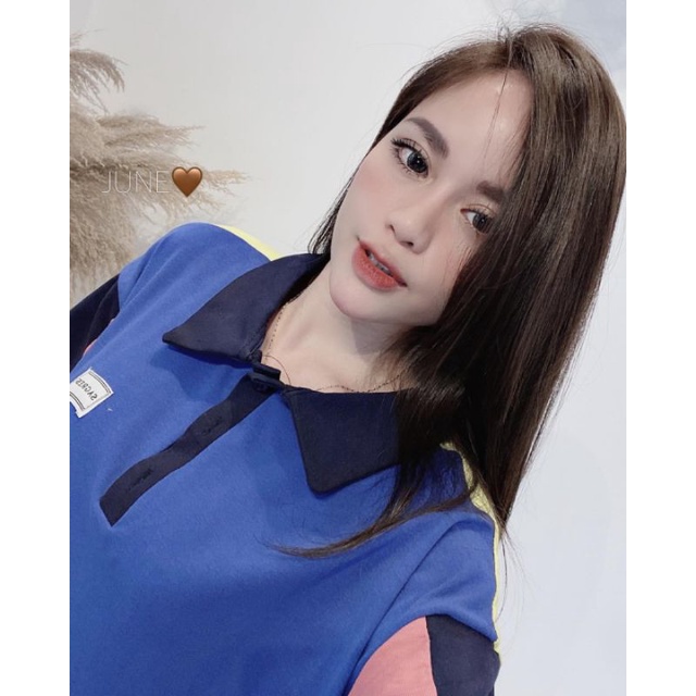 Váy cotton phối màu