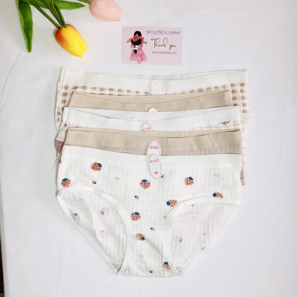 Quần lót cotton dễ thương siêu mềm mịn,Quần lót nữ họa tiết dâu tây S2
