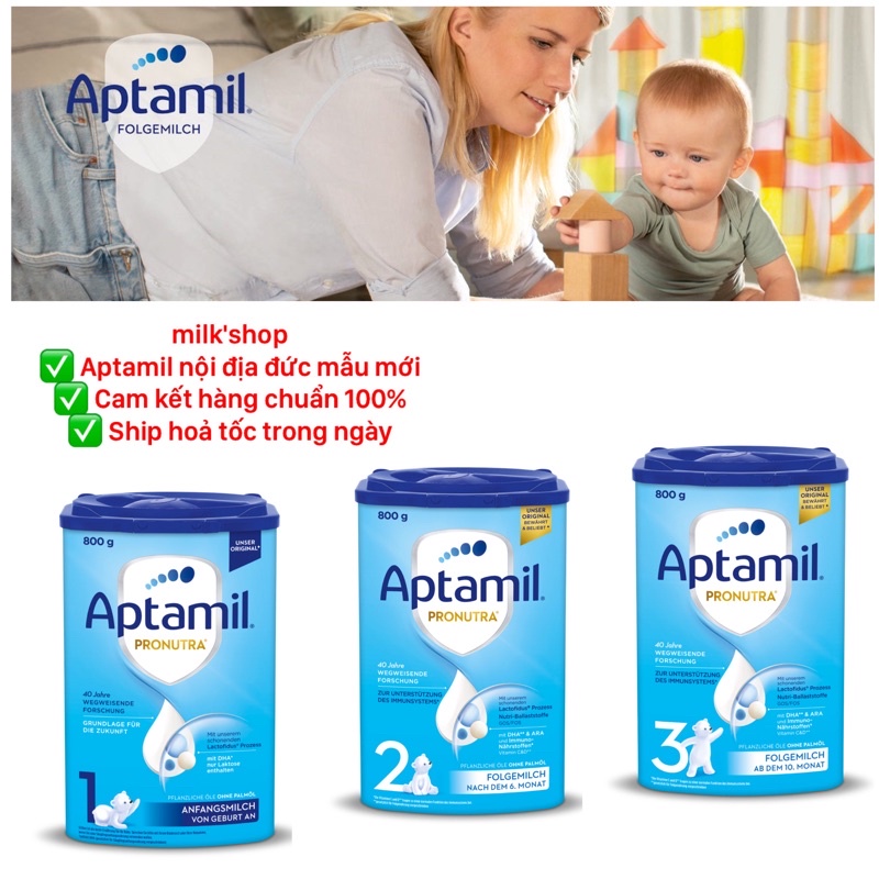 sữa Aptamil nội địa Đức số 1,2,3 mẫu mới - 800g - đủ bill
