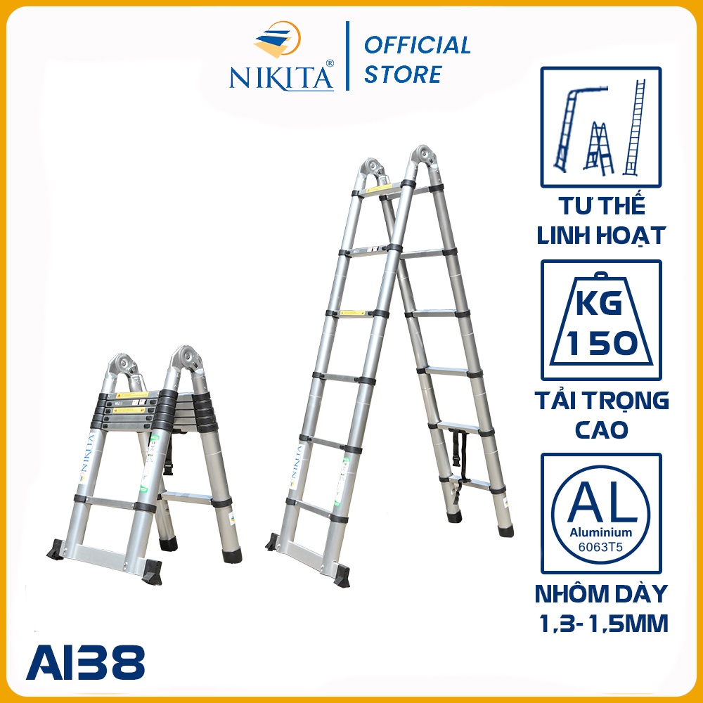 Thang nhôm rút chữ A NIKITA A38 ( 1.9m + 1.9m )