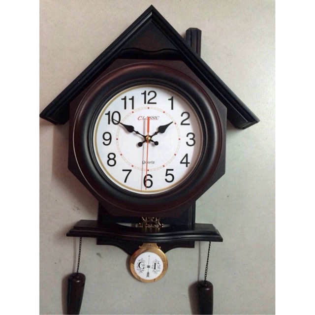 Đồng hồ Ngôi Nhà T44 Giả Gỗ Có Lắc