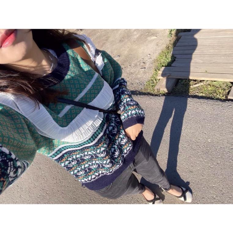 [HÀNG ORDER] Áo len bánh bèo tiểu thư thổ cẩm màu xanh hot trend mùa đông -jhu | BigBuy360 - bigbuy360.vn