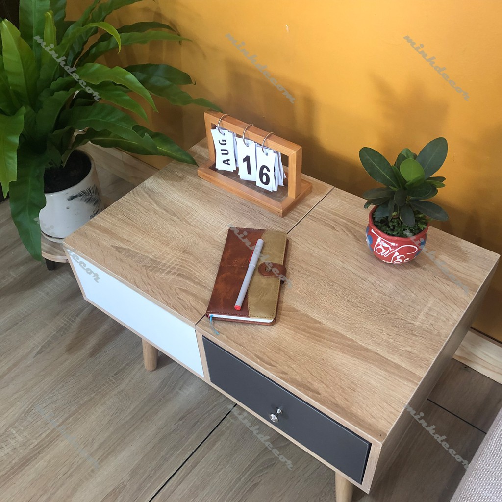 Bàn Trang Điểm Ngồi Bệt Mini Gỗ Phối Trắng Xám- Hàng Xuất Khẩu Hiệu Minhdecor | BigBuy360 - bigbuy360.vn
