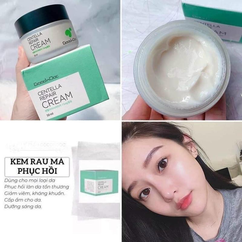 Kem dưỡng ẩm phục hồi rau má GoodnDoc Centella Repair Cream giúp trắng sáng và phục hồi sau tổn thương 50ml