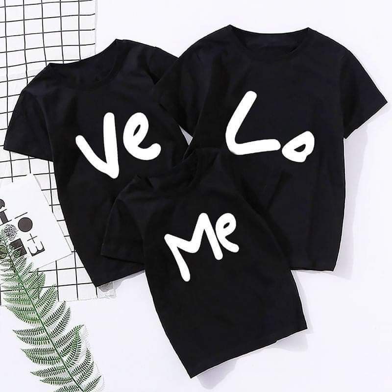 áo thun gia đình màu đen love me