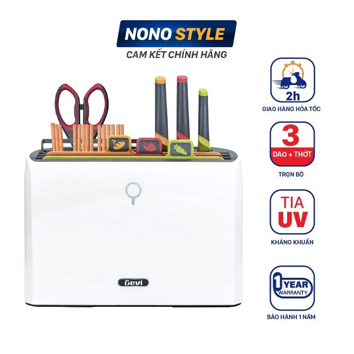 Bộ Dao Thớt Kháng Khuẩn UV GEVI Thế Hệ Thứ 2, Sấy Khô 60 độ C, Bảo Hành 12 Tháng