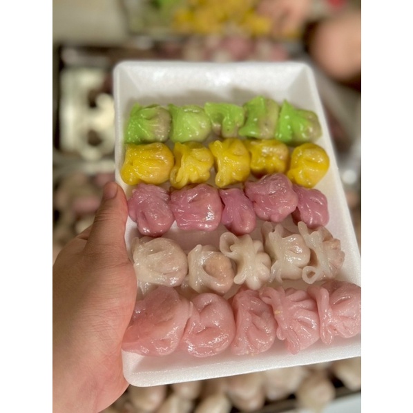Há cảo ngũ sắc người hoa khay 25 viên 500gr (giao hỏa tốc tphcm)