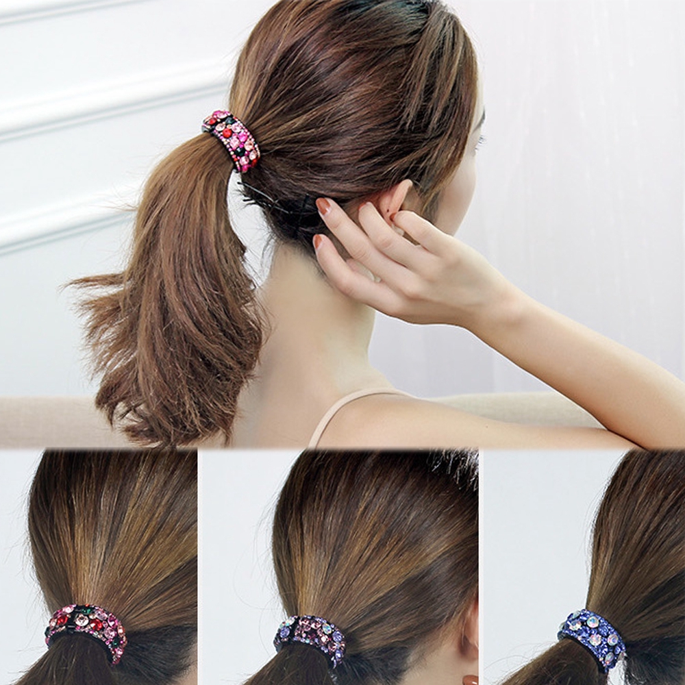 Kẹp tóc càng cua hình tròn đính đá màu xinh xắn cho nữ