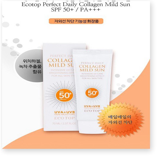 [Mã giảm giá] Kem chống nắng Ecotop Perfect Daily Collagen Mild Sun SPF50 70ml