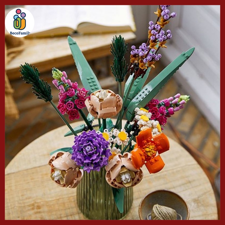 Hoa lego trang trí, bộ xếp hình lắp ghép bó hoa decor tuyệt đẹp, LEGO Flower Bouquet 756 pcs