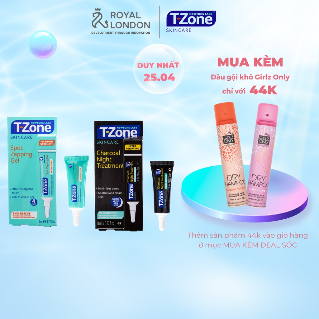 Combo Gel Giảm Mụn T-Zone 8ml Và Gel Ngừa Thâm Cấp Tốc 8ml T-Zone