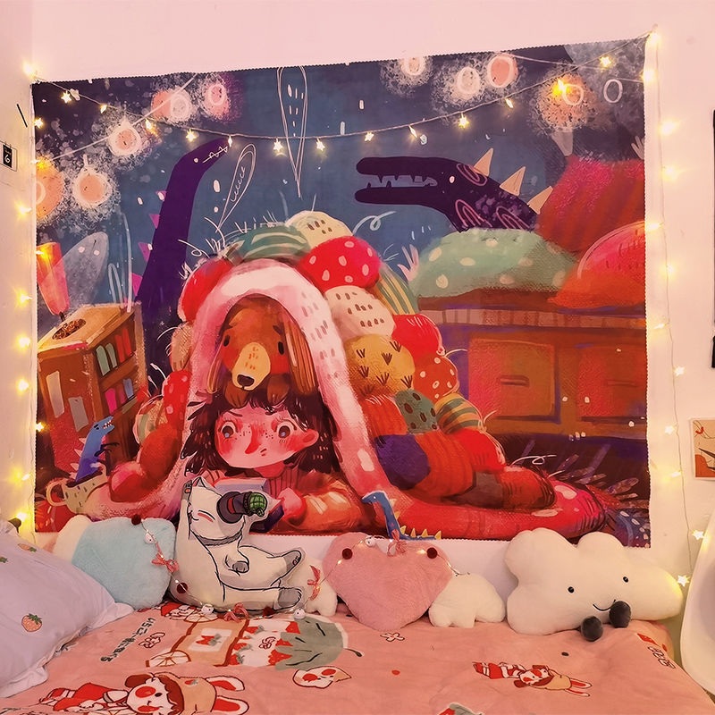 vải treo tường decor Vải Treo Trang Trí Tường Phòng Ngủ Kiểu Hoạt Hình Đáng Yêu