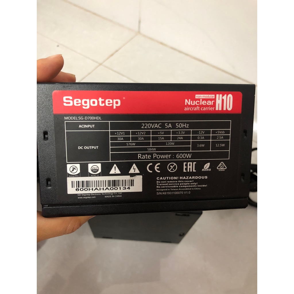 Nguồn máy tính 600w , 550W Segotep 220VAC 5A 50Hz. Hàng 2nd. BH 1 tháng
