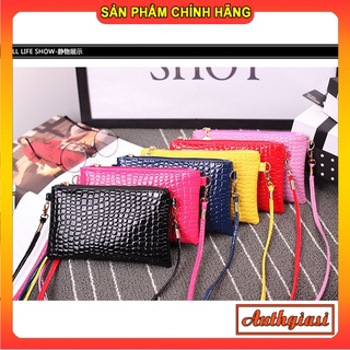 Túi xách nữ đeo chéo dạng ví gọn nhẹ tiện đi lại size mini dạng Da Cá Trơn