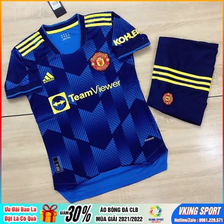 Áo Manchester United 2022 | Bộ Quần Áo Bóng Đá CLB Manchester United 2021/2022 Sân Khách Màu Xanh