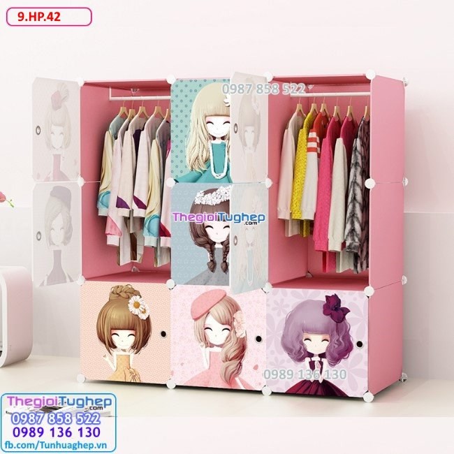 Tủ nhựa ghép 9 ô cửa chibi