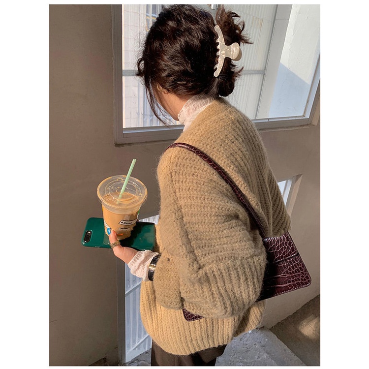 Áo Khoác cardigan Dệt Kim Cổ Chữ v Dáng Ngắn Phong Cách Hàn Quốc Thời Trang Cho Nữ